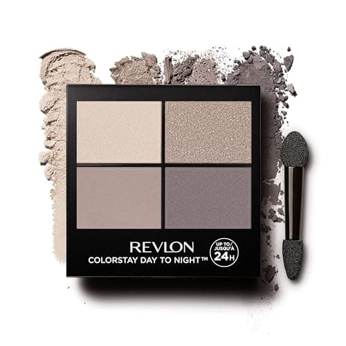 Image of Revlon ColorStay Day to Night 24 Hour Eyeshadow Quad with Dual-Ended Applicator Brush, Longwear, Intense Color Smooth Eye Makeup for Day & Night, Matte & Shimmer Finish, Stunning (570) Unisex