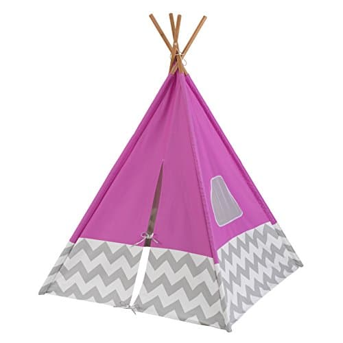 Image of KidKraft Deluxe Pink Teepee Tent for Kids, Play Tent for Girls and Boys, Indoor and Outdoor, Kid's Toys, 00227