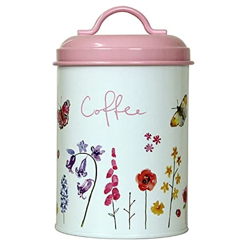 Image of Butterfly Garden Pink Floral Storage Coffee Canister Flower by Jennifer Rose