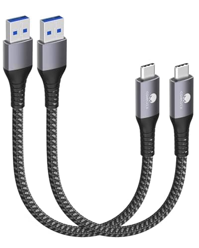 Image of CONMDEX Type C Short Cable 10Gbps 2Pack, 30CM/0.3M USB 3.1 Gen 2 Android Auto USB C Cable, 3.1A Fast Charging Cord for Samsung Galaxy S24/S23/S22/S21 Note 20, LG V30, Google Pixel 9, Moto G Z2 Grey