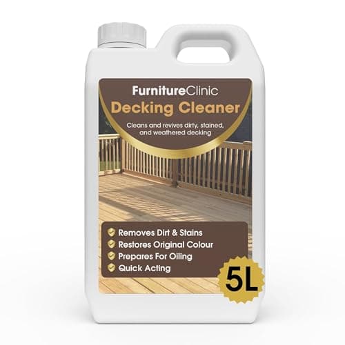 Image of Furniture Clinic 5L Decking Cleaner for Wood - Weathered Deck Cleaner, Stain Remover & Restorer - Clean & Remove Dirt & Algae from Wooden Garden Patio Surfaces
