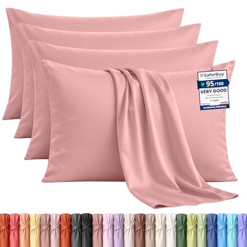 Image of Utopia Bedding - 4 Pack Pillow Cases - OEKO-TEX - Standard Size 50x75 cm - 100% Brushed Microfiber Pillowcases with Envelope Closure, pillows not included - Wrinkle, Fade, & Stain Resistant - Pink