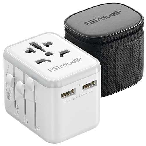 Image of Worldwide Travel Adapter with USB, FSTravelP Universal Plug Adapter with 2 USB & International AC Socket, Dual 10A Fuses, All In One Travel Plug Adapter Worldwide for USA UK EU AU CN 150+ Countries