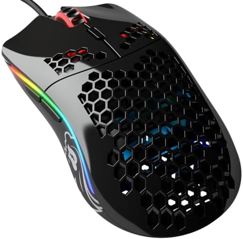 Image of GLORIOUS Gaming Model O- (Small) Compact Wired Gaming Mouse - 58g Superlight Honeycomb Design, RGB, Pixart 3360 Sensor, Ambidextrous, Omron Switches - Glossy Black