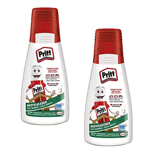 Image of Pritt Craft Glue, 2 Bottles of 100g Clear Dry All Purpose Glue for Home, School or Office, White Craft Glue for Kids