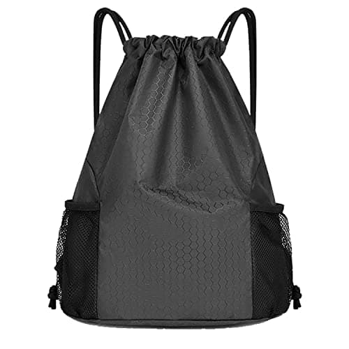 Image of Gsogcax Drawstring Gym Bags, 20L Waterproof Drawstring Bag, PE Sack Drawstring Bag for School Girls Boys Backpack, Swimming Shopping Yoga School Beach Football, Black