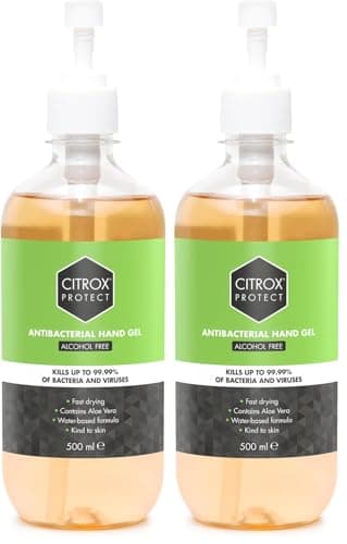 Image of Citrox Protect Antibacterial Hand Gel 500ml - Natural Hand Sanitiser Gel - Antibac Hand Gel Pump with Skin Friendly Aloe Vera & Bioflavonoids (Pack of 2)