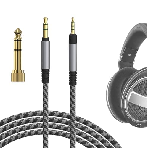 Image of GEEKRIA Audio Cable Compatible with Sennheiser HD 620S/599/599SE/598/598SE/598SR/560S/400PRO/579/569/550/505, 3.5mm to 2.5mm Braided Nylon Replacement Cord (10ft / 3m)