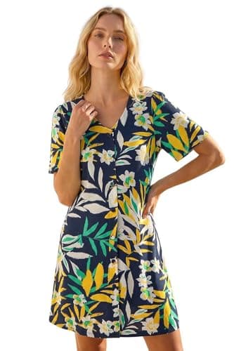 Image of Roman Originals Swing Tea Dress Women UK Ladies Skater Midi A Line Fit & Flare Summer Casual Smart Cocktail Party Going Out Work Cruise Button Through Long Pocket - Yellow - Size 16