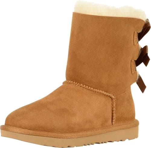 Image of UGG Unisex Kids Bailey Bow II Classic Boot, Chestnut, 5 UK Child