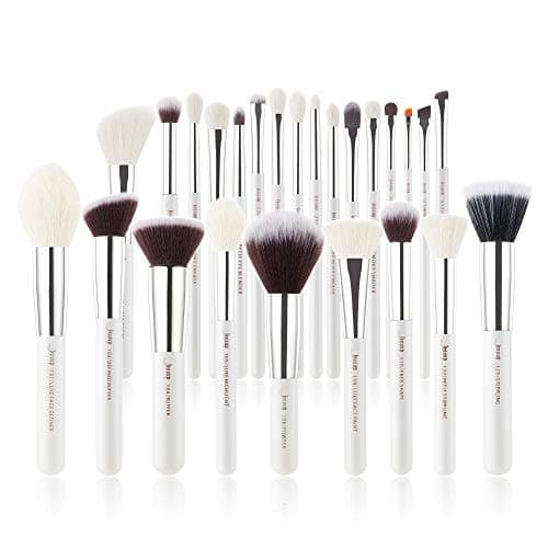 Image of Jessup Brand 25pcs Professional Makeup Brush Set Beauty Cosmetic Foundation Powder Blush Blending Eyeshadow Concealer Highlighter Natural-Synthetic Hair Brushes (Peal White/Silver) T235