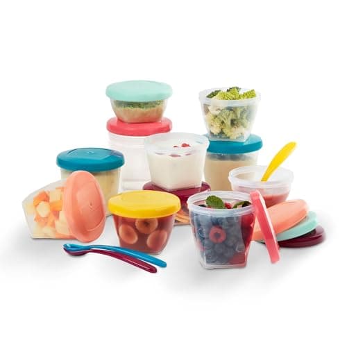 Image of Babymoov Babybols Multiset baby food storage containers, weaning pots - 3 x 120 ml 3 x 180 ml 6 x 250 ml and 3x Soft Spoons