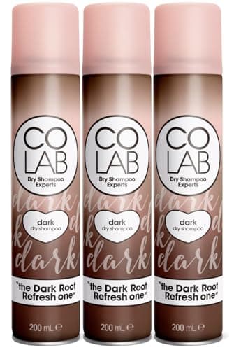 Image of COLAB Dark Dry Shampoo, Pack of 3, 200ml, Dry Shampoo for Brunette or Dark Hair
