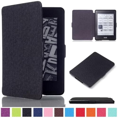 Image of MOKASE Case Compatible with 6" Kindle Paperwhite (Fits 2012,2013,2015,2016 Version), Model NO: EY21 / DP75SDI, PU Leather Hard Case Protective Case Cover with Smart Wake/Sleep Funtion, Black