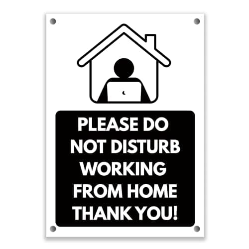 Image of LP Lifestyle Please Do Not Disturb Working From Home Sign – Durable Weatherproof Rust-Free Waterproof PVC Door Notice Sign for Home, Offices,Outdoor Use No.416 (A6 (105mm x 148mm) – Holes)