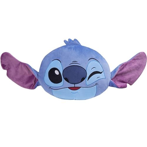 Image of Disney Stitch 3D Plush Pillow Cushion for Sofa or Bed, Cute Kids Cuddle Cushion Soft Plushie Bedroom Accessories, Stitch Gifts for Kids (Blue/Purple Stitch, L36 x W30)