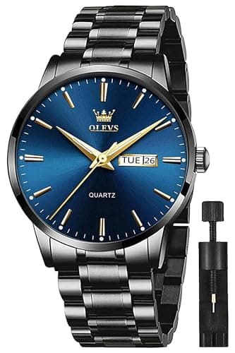 Image of OLEVS Mens Watches Stainless Steel Waterproof Date Analog Quartz Watch Classic Luxury Dress Luminous Wrist Watches for Men