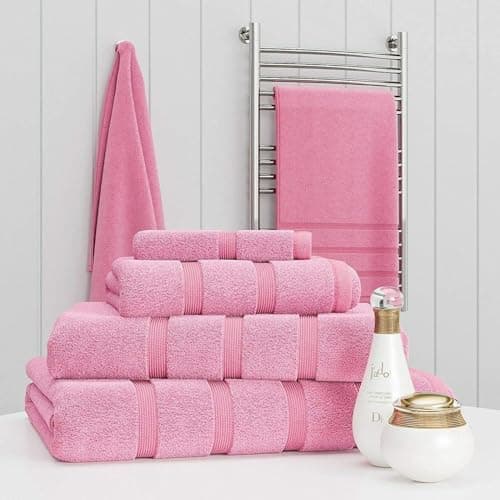 Image of RugsCity Luxury Towel Set 100% Cotton 2 Piece Towel Set Hand Towel Bath Towel Bale 500 GSM Bathroom towels 2 Piece Sets (Pink)