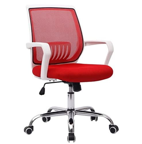 Image of DANNMPX Desk Chair Swivel Office Chair Executive Computer Recliner With Breathable Mesh Ergonomic For Study Meeting Room For Home Office(Rosso,White armrest)