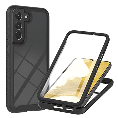 Image of Knoowcase for Samsung S22 Case Built-in Screen Protector Samsung Galaxy S22 Phone Case Shockproof Full Body Protection Rubber Bumper Stylish Clear Rugged Back Shell Cover, Black