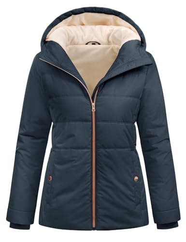 Image of RITOSTA Womens Winter Puffer Jacket Short Ladies Down Coats Padded Quilted Jackets Warm Coat Water Repellent Parka Zip up Casual Outdoor Overcoat with Hood Pocket(Navy,XXL)