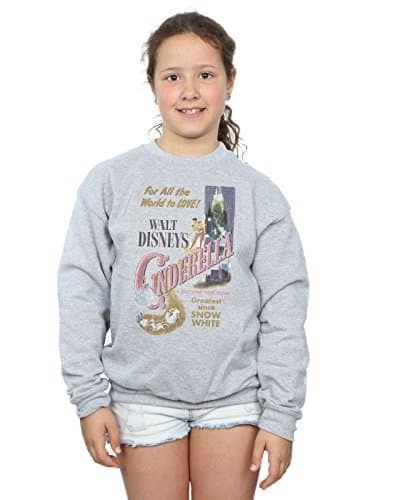 Image of Disney Princess Girls Cinderella Retro Poster Sweatshirt 12-13 years Sport Grey