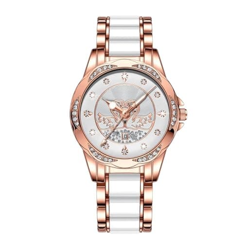 Image of RORIOS Womens Watch Luminous Diamond Watches Ladies Quartz Watch with Stainless Steel Strap Fashion Waterproof Wrist Watch for Women