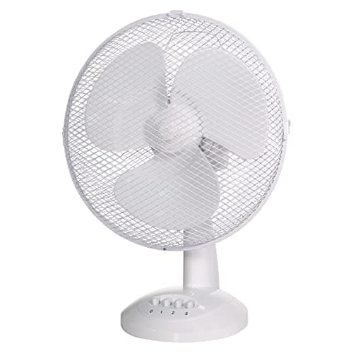 Image of Russell Hobbs 12" Inch, Lightweight, Portable Desk Fan, 3 Speeds, Wide-Angled Oscillation, Powerful Airflow, Quiet Operation, Perfect for Bedroom or Office, White - RHPDF1221