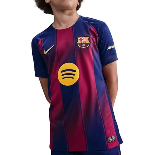 Image of Nike Unisex Kids FCB Dri-FIT Jersey Season 2025/2026 Stadium Home T-Shirt, Deep Royal Blue/Midwest Gold, 116-128 (EU)