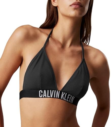 Image of Calvin Klein Women’s Triangle Bikini Top with Removable Padding, Black (Black), S