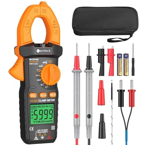 Image of Neoteck Digital Clamp Meter TRMS 6000 Counts – 800A AC/DC Current, AC/DC Voltage, NCV, Continuity, Capacitance, Resistance, Frequency, Diode & Temperature Test, Backlight & Flashlight