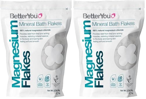 Image of BetterYou Magnesium Flakes | Pure, Clean and Natural Source of Zechstein Magnesium | Mineral Bath Flakes | Cleansing Bath | Vegan & Palm-Oil Free | 1kg (Pack of 2)