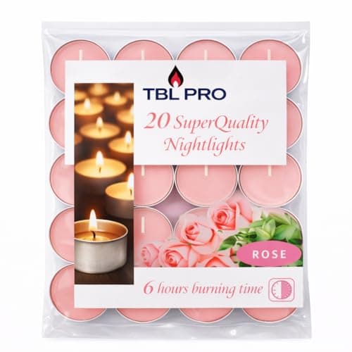 Image of Scented Tealight Candles Rose Pack of 20 – 6 Hour Long Burning Tea Lights – Aromatherapy Fragrance Candles for Oil Burners, Wax Melt Burners, Home Decor, Spa, Bathroom, Wedding & Dinner Table