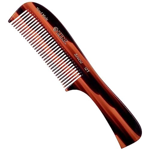 Image of Kent 10T Large Handled Rake Comb 205mm - Wide-Tooth Detangling Comb for Women, Cellulose Acetate Handled for Wet or Dry Hair with Gentle Rounded Teeth