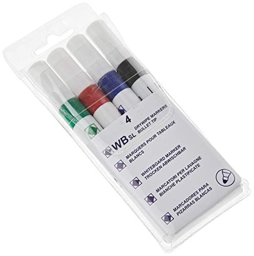 Image of 4 Whiteboard Drywipe Marker Pens Bullet Tip Non-Toxic Ink