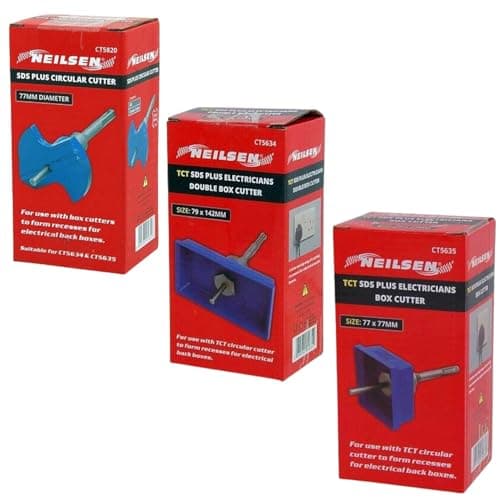 Image of TCT SDS Plus Electricians Box Cutter – Single, Double Socket & Circular Back Box Cutter Square Circular Rectangle for Masonry (SET OF 3)