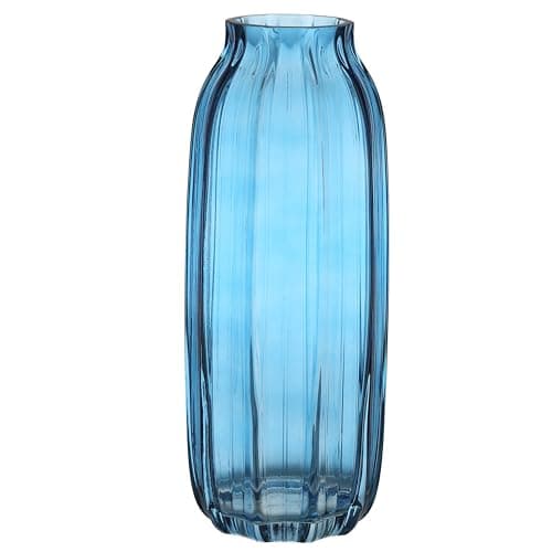 Image of JAKY Global Elegant Blue Glass Vase H32cm Large Tall Table Centerpiece for Home or Office Decor Stunning Glass Vase for Flowers Perfect for Farmhouse(Blue 32cm)