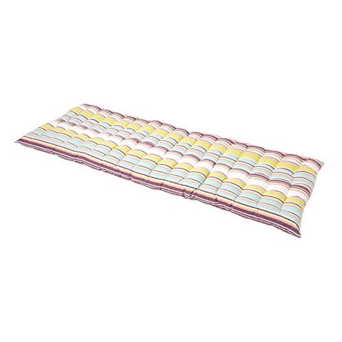 Image of HOMESCAPES Green Stripe Garden Bench Cushion 3 Seater Seat Pad for Patio Furniture Kitchen or Dining Bench Indoor & Outdoor Use Comfortable 100% Cotton “Osaka” Style Thick Cushion 143 cm Wide