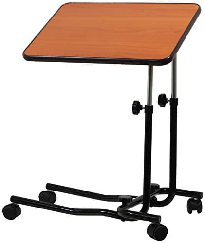 Image of Aidapt Overbed and Chair Table Desk With Hygienic Laminated Easy Clean Top, Height and Angle Adjustment For Writing, Eating, Reading and Hobbies With Easy Move Castors with Brakes.