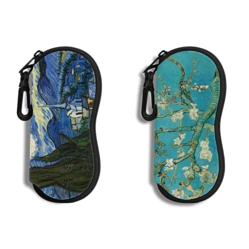 Image of Hion 2Pack Eyeglass Case Sunglasses Soft Pouch with Belt Clip Ultra Light Neoprene Zipper Eyeglass Case Printed Sunglass Bag for Stylish Portable Travel Glasses Casefor Men & Women