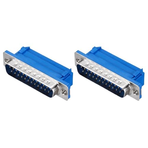 Image of sourcing map D-sub Connector DB25 IDC Crimp Connector Male Socket 25-pin 2-Row Male Serial Port Terminal Breakout for Mechanical Equipment CNC Computers Pack of 2