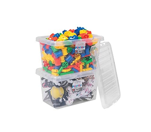 Image of JMS we create smile (Set of 5) 25L Litre Crystal Clear Transparent Plastic Large Storage Boxes With Lids - Stackable Storage Containers Boxes For Toy Storage