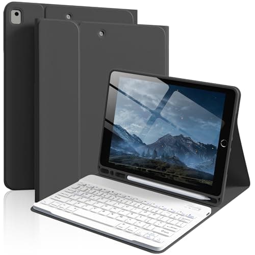 Image of IAMKHO Keyboard Case for iPad 9th/8th/7th Generation 10.2 Inch 2021/2020/2019, for iPad Air 3rd Gen/iPad Pro 10.5 inch with Pencil Holder, Slim Detachable Wireless Bluetooth Keyboard, Black