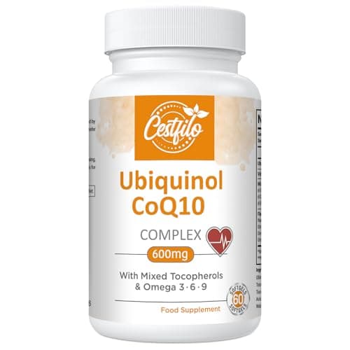 Image of Ubiquinol CoQ10 600mg Softgels - Active Form of CoQ10 Plus Vitamin E & Omega 3 6 9 - Advanced Antioxidant Coenzyme Q10 Supplement for Heart & Brain (60 Count, (Pack of 1))