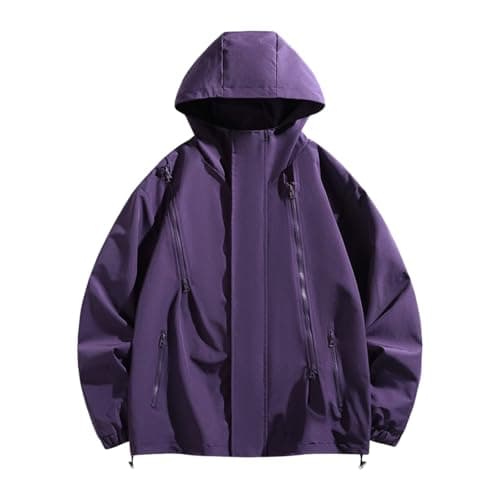 Image of Generisch 2026 Rain Jacket Male Pockets Plain Outdoor Windproof Wind Jacket Sport Coat, purple, 5XL