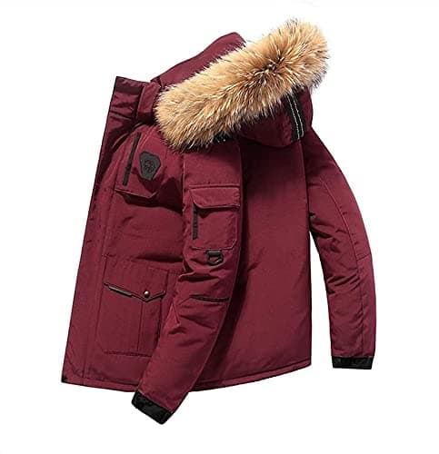 Image of Men's Down Jacket Big Goose Autumn and Winter Thickened Coat Canada Style Warm Snow Coat (Color : Red, Size : XS)