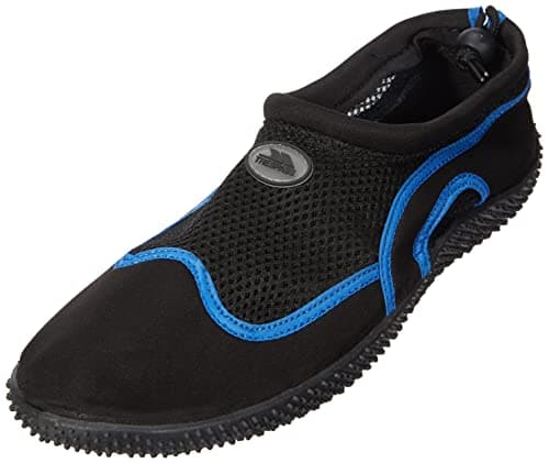 Image of Trespass Unisex Aqua Shoes Paddle - Anti-Slip Sole, Breathable Mesh, Stretch Fabric, Drawstring Fastenings, Lightweight, TRP Outsole, Rubber Sole, Moulded EVA Midsole Black Blue