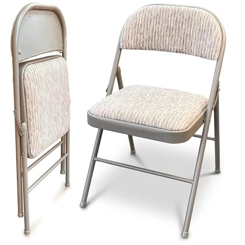 Image of JupiterJX Deluxe Fabric Padded with Heavy Duty Steel Metal Frame, Back Rest Folding Chairs For Office Garden Computer Desk Foldable Chair With Cushioned Pad Seat Set Of 1