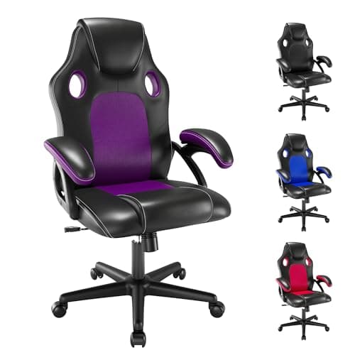 Image of play haha Office Chair,Ergonomic High Back Seat With Breathable Mesh Insert Padded Armrests Durable Base Lumbar Support Faux Leather Surface For Gaming Home Or Office Use Gaming Chair