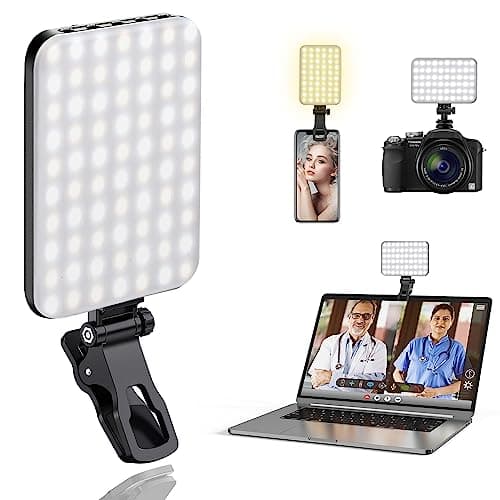 Image of ALTSON 60 LED Portable Selfie Light Video Conference Lighting with Clip and Camera Tripod Adapter, Rechargeable 2200mAh CRI 97+, 3 Lighting Modes for Mobile Phones iPhone Camera Laptop Photo Make-up